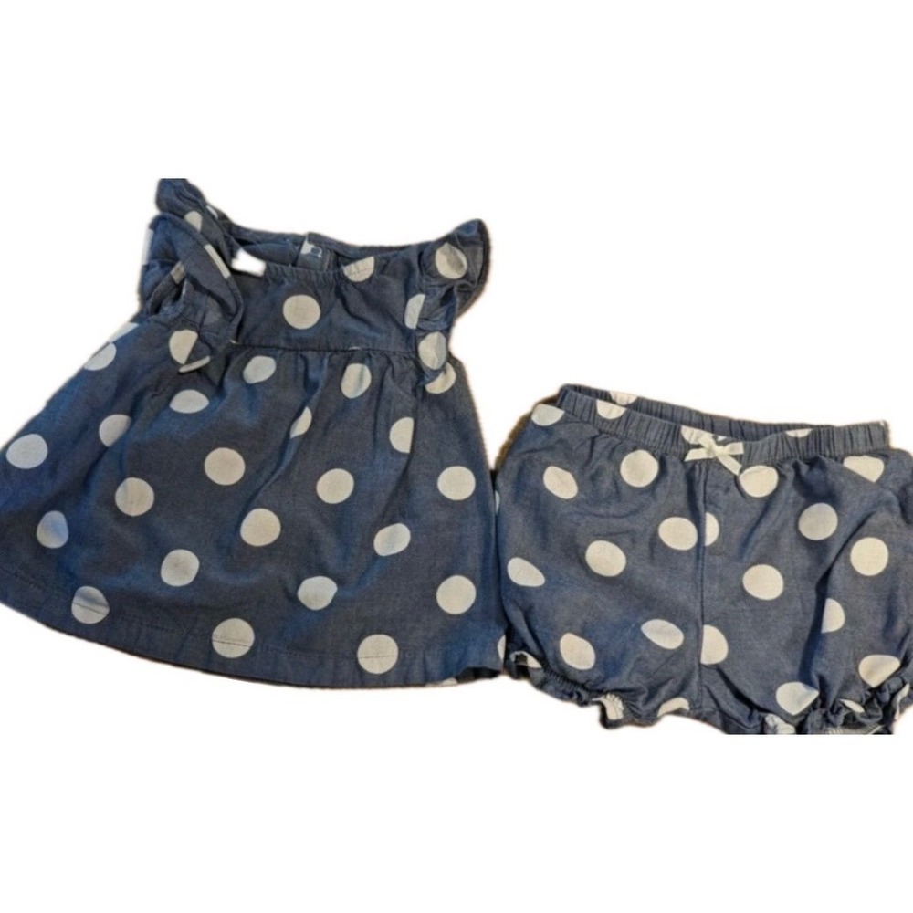 Child of Mine by Carters Baby Girls Blue Polka Dot Tunic and Bloomers Set 18M